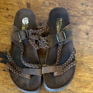 Brown Leather Sandals with Braided Straps